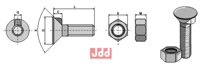 Plogbolt DIN 604 M20 x 2,5 x 60 - JDD Utstyr