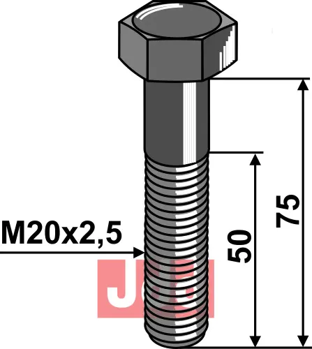 Springbolt M20x2,5x75 - 10.9 u. Mutter - JDD Utstyr