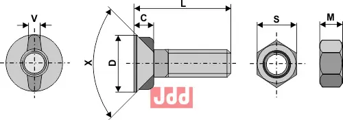 Plogbolt M20 x 2,5 x 85 med Mutter - JDD Utstyr