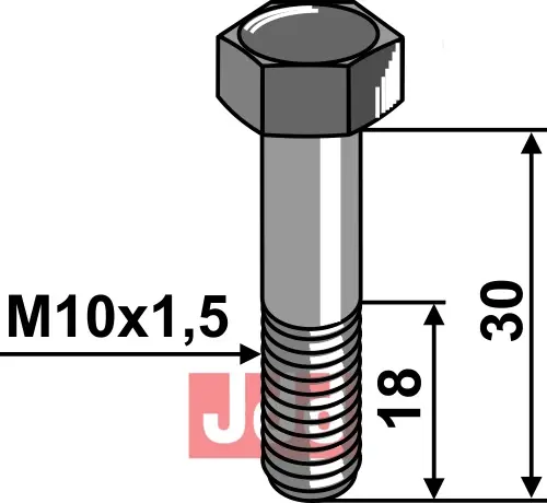 Bolt - M10x1,5x30 - 8.8 - JDD Utstyr