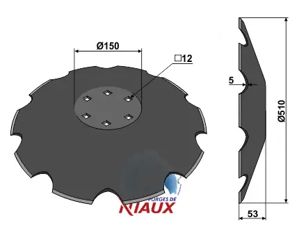 Tallerken tagget Ø510x5 m. fladt center - JDD Utstyr