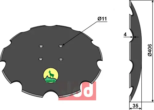 Tallerken tagget - Ø406x4 - JDD Utstyr