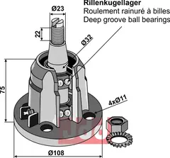 Lager kpl, med gjenge M20