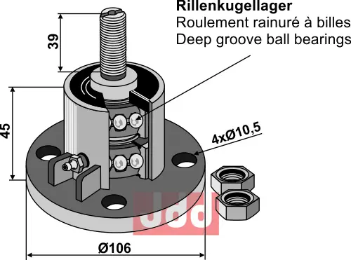 Lager m. gjenge M20x1.5 - JDD Utstyr