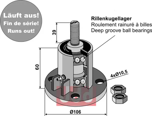 Lager kpl, med gjenge M20x1.5 - JDD Utstyr