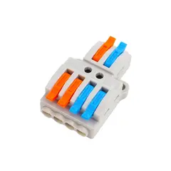 To delt koblingsklemme 1-2 strømleder Oransje og blå, 5stk i pose