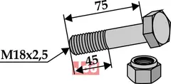 Bolt M18x2x75 - 8.8 m. Låsemutter BAMS