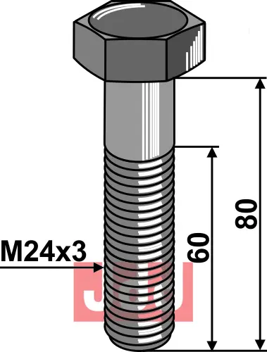 Bolt M24x3x80 - 10.9 - JDD Utstyr