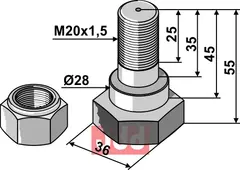 Knivbolt M20x1,5x55 - 10.9 Fischer