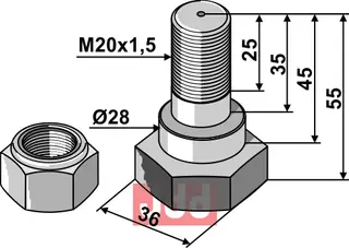 Knivbolt M20x1,5x55 - 10.9 Fischer