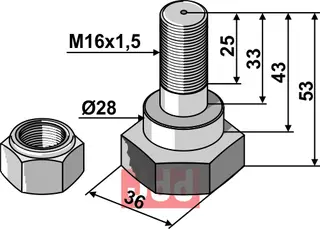 Knivbolt M16x1,5x53 - 10.9 Fischer