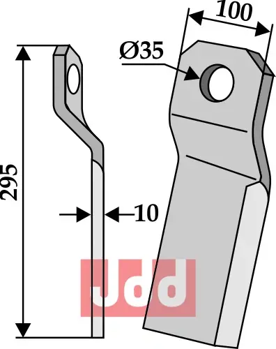 Bio kniv drejet – kort - venstre - JDD Utstyr