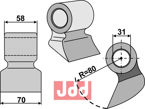 Hammerkniv 70mm - JDD Utstyr