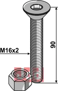 Umbracobolt M16x2x90 - 10.9 m. Mutter Röll