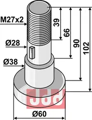 Knivbolt M27x2x102 Schulte