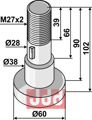 Knivbolt M27x2x102 - JDD Utstyr