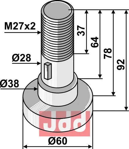 Knivbolt M27x2x92 - JDD Utstyr