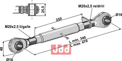 Toppstag M20x2,5 med h&#230;rdet kulehoder