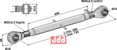 Toppstag M20x2,5 med h&#230;rdet kulehoder