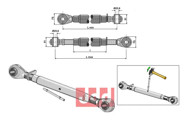 Toppstag M30x3,5 standard - JDD Utstyr