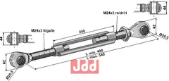 Toppstag M24x3 med h&#230;rdet kulehoder