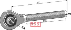 Toppstags ende 1.3/4&#39;&#39; - venstre gjenge