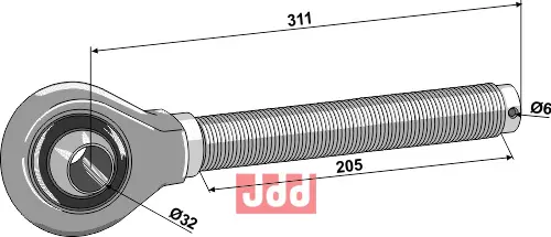 Toppstags ende 1.3/4'' - venstre gjenge 