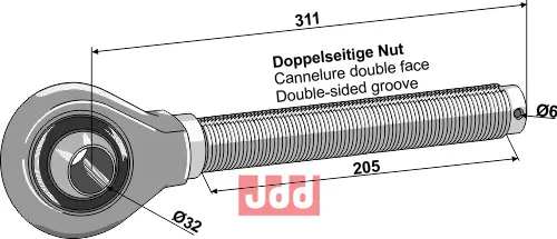 Toppstags ende - 1.3/4'' - venstre gjenge 