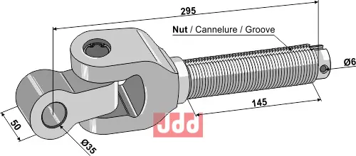 Toppstags ende med kryssledd 1 3/4" - JDD Utstyr