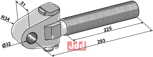 Toppstags ende med kryssledd Ø32 - JDD Utstyr