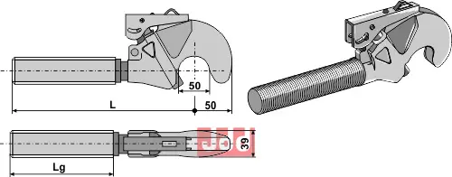 Toppstags ende for hurtigkobler  M36x3 - JDD Utstyr