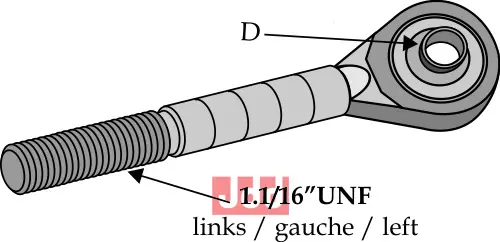 Toppstags ende med kule 1 1/16" UNF - JDD Utstyr