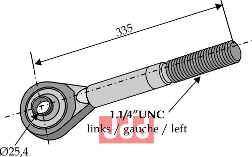 Toppstags ende med kryssledd, venstre - JDD Utstyr