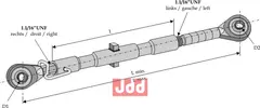 Toppstag &#216;19 - 830mm 1 1/6 UNF - Kat I Massey Ferguson