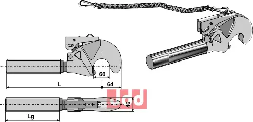 Toppstags ende for hurtigkobler  M36x4 - JDD Utstyr