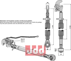 Toppstag M36x3 med krog og kulehode
