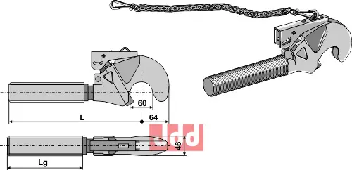 Toppstags ende for hurtig kobler  M30x3 - JDD Utstyr