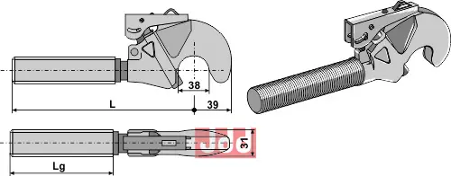 Toppstags ende for hurtigkobler  M24x3 - JDD Utstyr