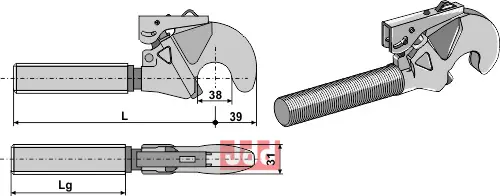 Toppstags ende for hurtigkobler  M27x3 - JDD Utstyr