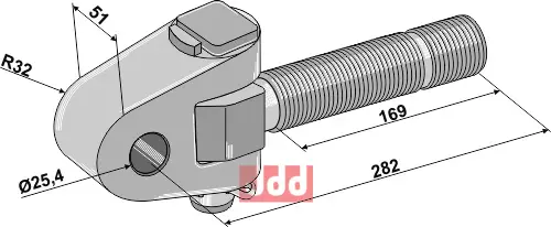 Toppstags ende med kryssledd  M36x4 - JDD Utstyr