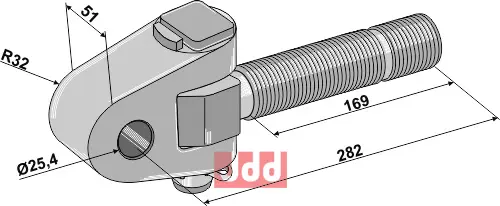 Toppstags ende med kryssledd  M36x4 - JDD Utstyr