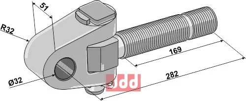 Toppstags ende med kryssledd  M36x4 - JDD Utstyr