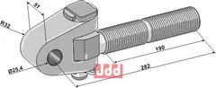 Toppstags ende med kryssledd  M36x3