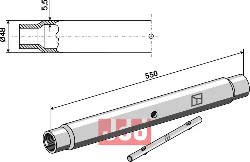 Rør for topstang  M30x3 - JDD Utstyr