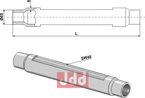 Rør for topstang  M36x3 - JDD Utstyr