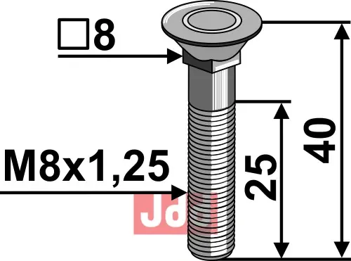 Bolt M8x1,25x40 - 10.9 u. Mutter - JDD Utstyr