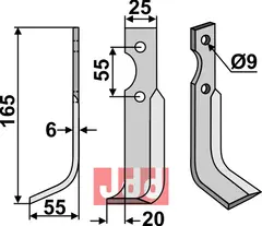 Fres kniv venstre Agria/B.C.S./Grillo (Pinza)/Iseki/S.E.P.