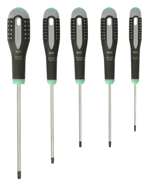 Bahco ERGO™ skrutrekkersett for TORX®-skruer med gummigrep - 5 stk 