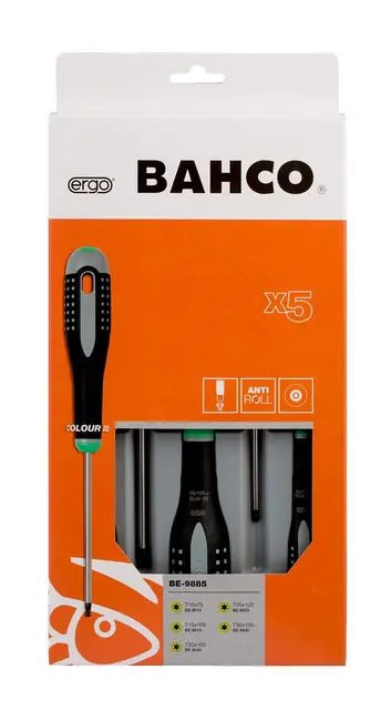 Bahco ERGO™ skrutrekkersett for TORX®-skruer med gummigrep - 5 stk 