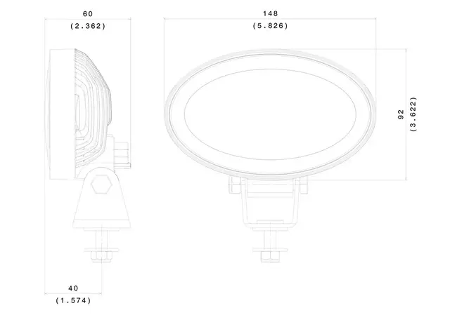 ABL OLA2000 LED arbeidslys Ovalt Arbeidslys 2000 Lumen 